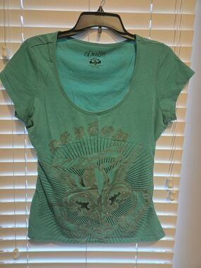 Dereon Teal Short Sleeve Scoop Neck Tee
